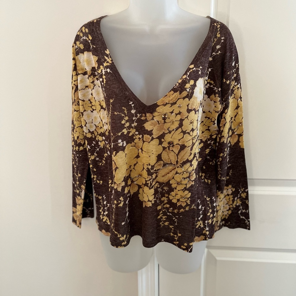 Max Mara Spring Sweater  with Crystals and Embelishments, XL